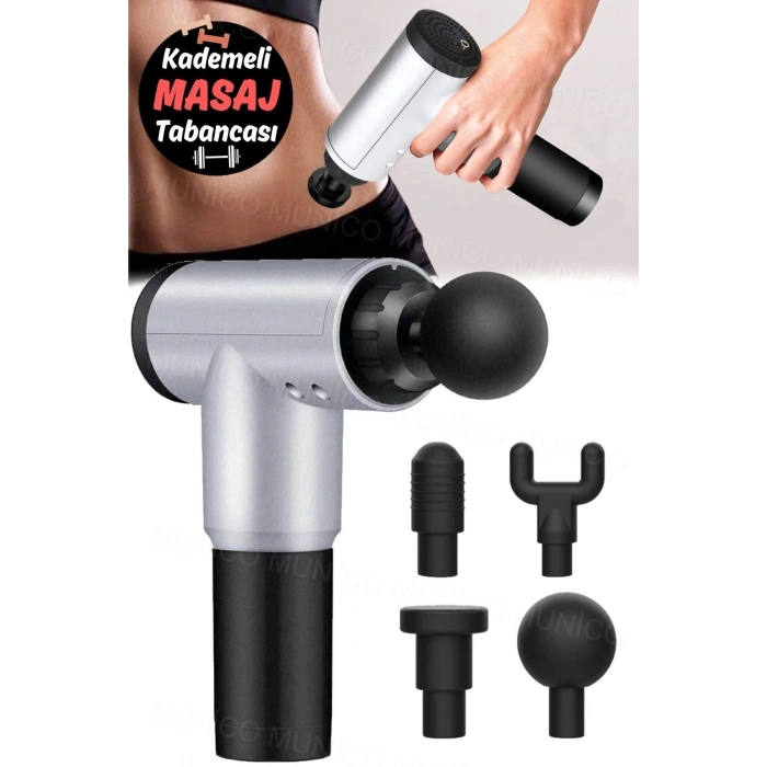 4 Başlıkla Şarjlı Masaj Tabancası: Derin Dokuda Kasları Rahatlatan Profesyonel Masaj RENK SEÇİLEMEZ