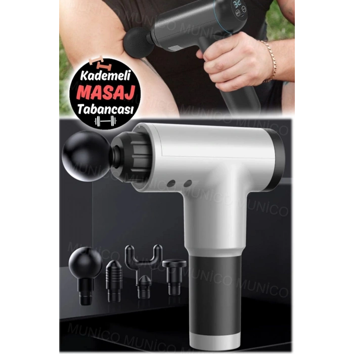 4 Başlıkla Şarjlı Masaj Tabancası: Derin Dokuda Kasları Rahatlatan Profesyonel Masaj RENK SEÇİLEMEZ