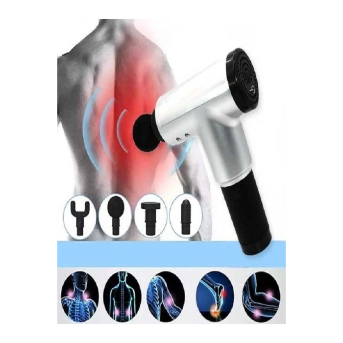 4 Başlıklı 6 Kademeli Vurmalı Titreşimli Yoğurmalı Elektrikli Masaj Cihazı Tabancası RENK SEÇİLEMEZ