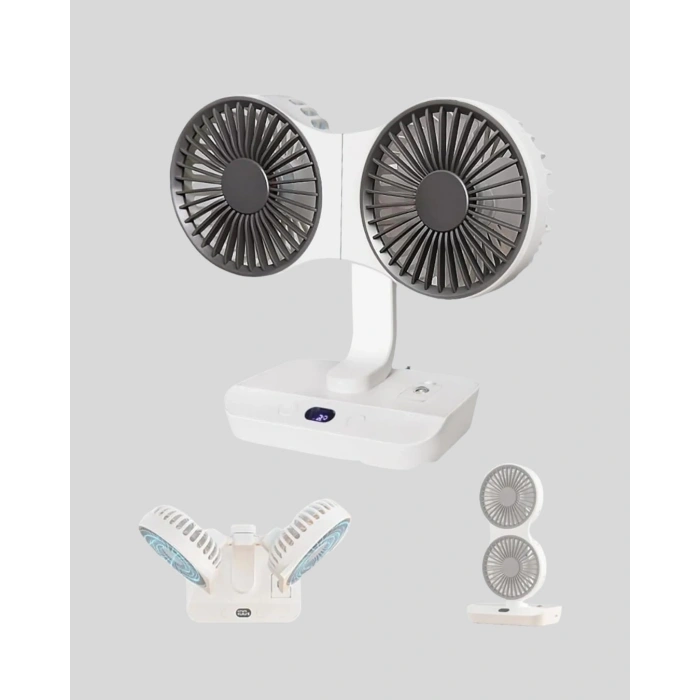 4 Kademeli Hız Ayarlı USB Şarjlı Çift Taraflı Masaüstü Vantilatör
