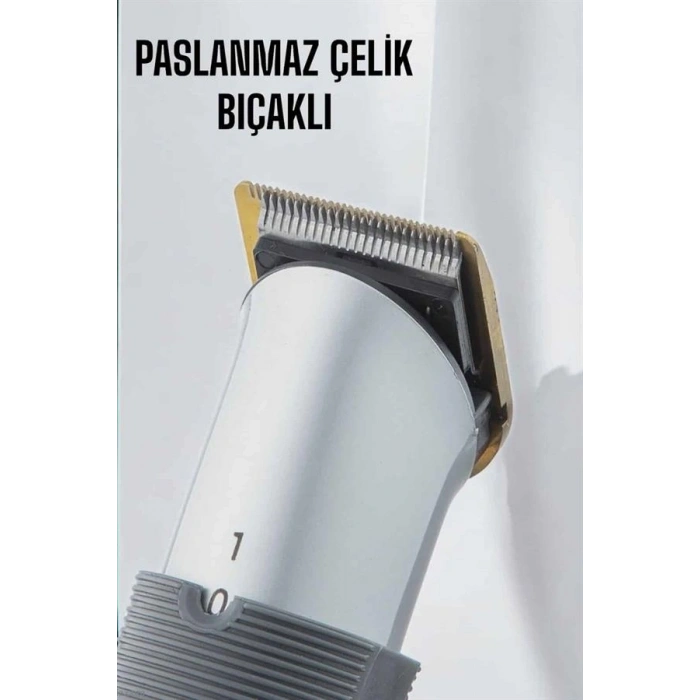 4 Taraklı Profesyonel Şarjlı Saç ve Sakal Kesme Tıraş Makinesi Seti