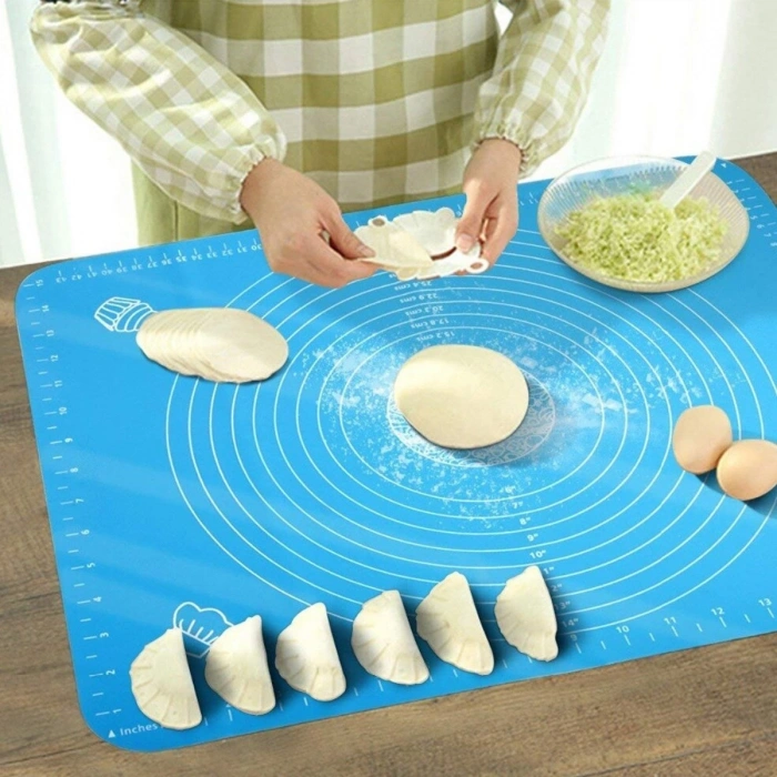 40*50 cm Silikon Ölçekli Kullanımı Kolay Hamur Açma Matı Ekmek Mantı Makarna Hamuru Yoğurma Matı (5047)