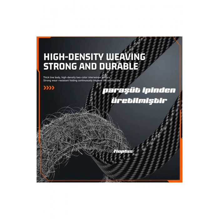4in1 PD 65 Watt Type-C/27 Watt iPhone Halat Örgü Kırılmaz Uç 1MT Hızlı Şarj ve Data Kablosu fp98