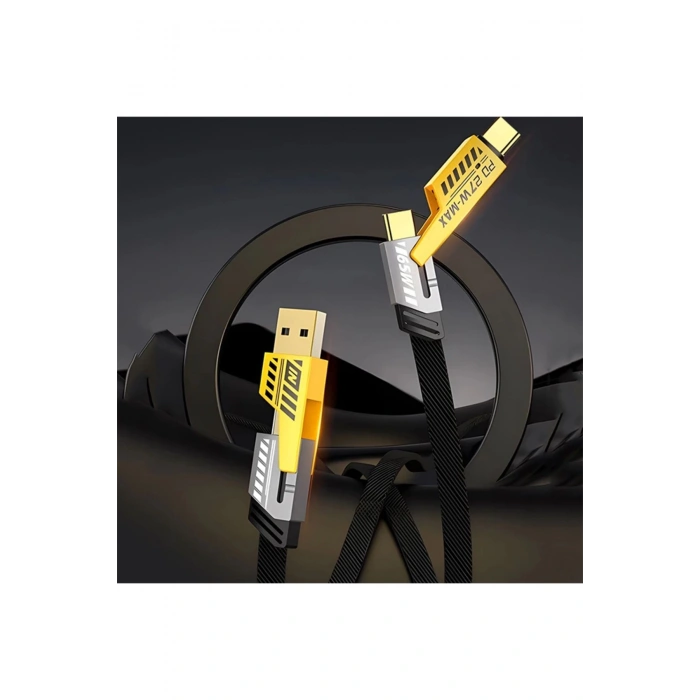 4in1 Type-c 65W to USB-A + Type-c to Lightning 27W Hızlı Şarj Kablosu SİYAH