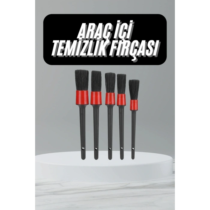 5 Adet Oto Detaylı Temizleyici Araç İçi Temizlik Fırça Seti Koltuk Döşeme Kapı Toz Alma Fırçası