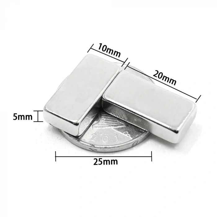 50 Adet 20x10x5 Mm Neodyum Magnet N35 Güçlü Mıknatıs Köşeli Ve Dayanıklı Nikel Kaplama