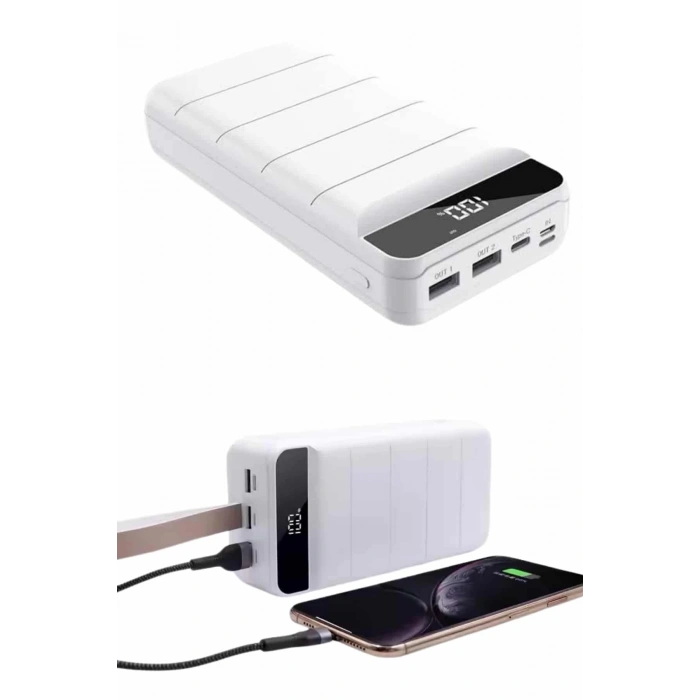 50.000 Mah Powerbank Turbo Hızlı Led Göstergeli Android İOS Uyumlu Taşınabilir Askılı
