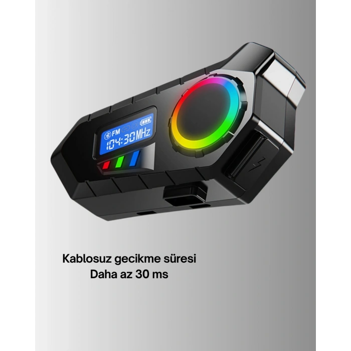 500mAh Bataryalı Bluetooth 5.4  İnterkom LED Ekranlı FM Destekli