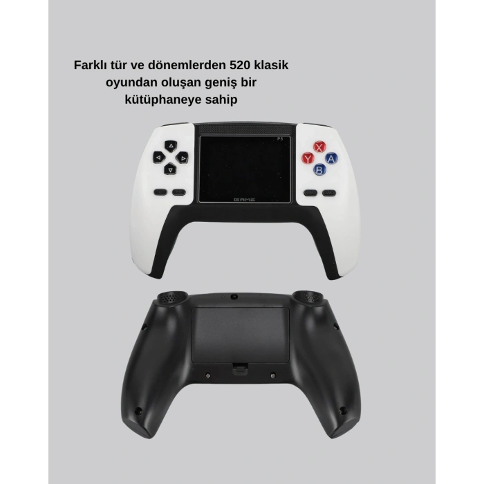 520 Klasik Oyunlu P5™ ControllerView Retro Konsol – Şarjlı, AV Giriş Destekli, Ergonomik Tasarım