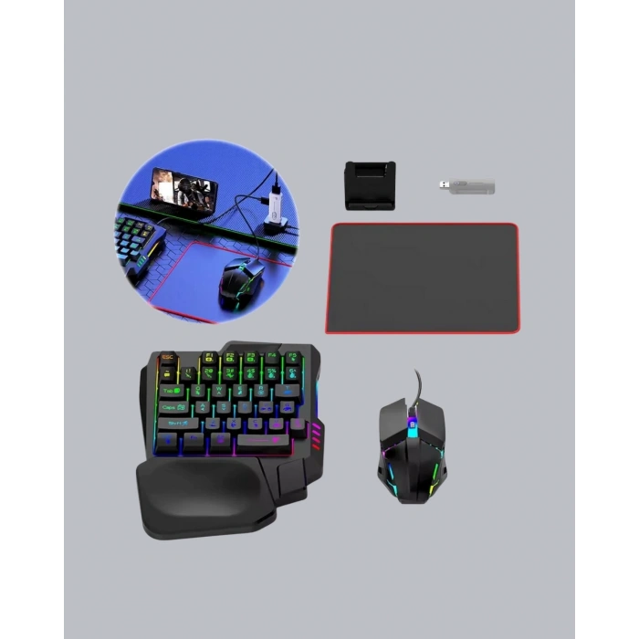5’i 1 Arada Mobil Oyun Seti Bluetooth 5.3 Klavye Mouse Dönüştürücü Gaming Kit
