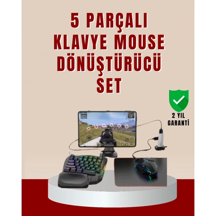 5’i 1 Arada Mobil Oyun Seti Klavye Mouse Dönüştürücü iOS & Android