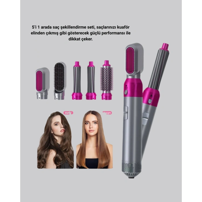 5’i 1 Arada Saç Şekillendirme Makinesi Hızlı Kuruma ve Kuaför Kalitesinde Sonuç