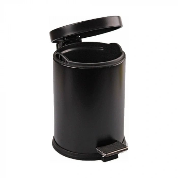 5lt Siyah Pedallı Metal Çöp Kovası Bx40