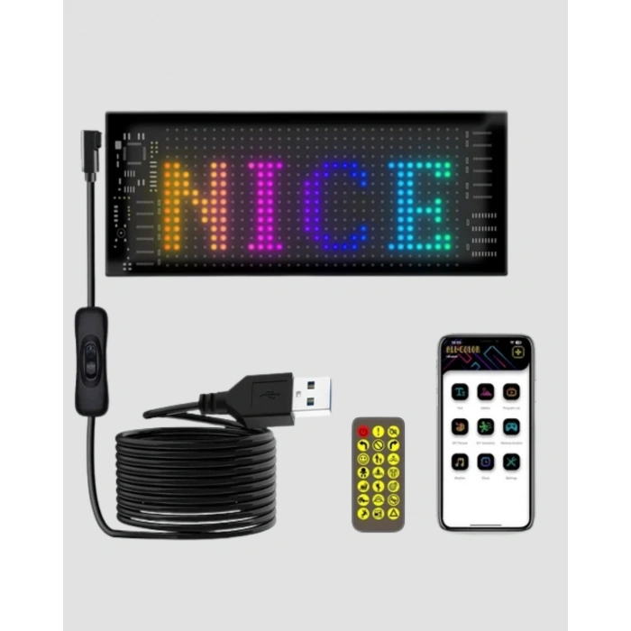 5V USB Akıllı Piksel LED Panel – Mobil Uygulama Kontrollü, Renkli Işık Efektli