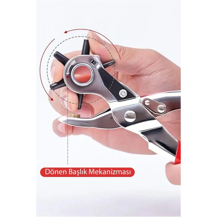 6 Farklı Uçlu Kemer Delme Pensesi Deri Kemer ve Kumaş İçin Ayarlanabilir Delik Açıcı El Aleti