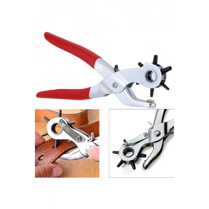 6 Farklı Uçlu Kemer Delme Pensesi Deri Kemer ve Kumaş İçin Ayarlanabilir Delik Açıcı El Aleti