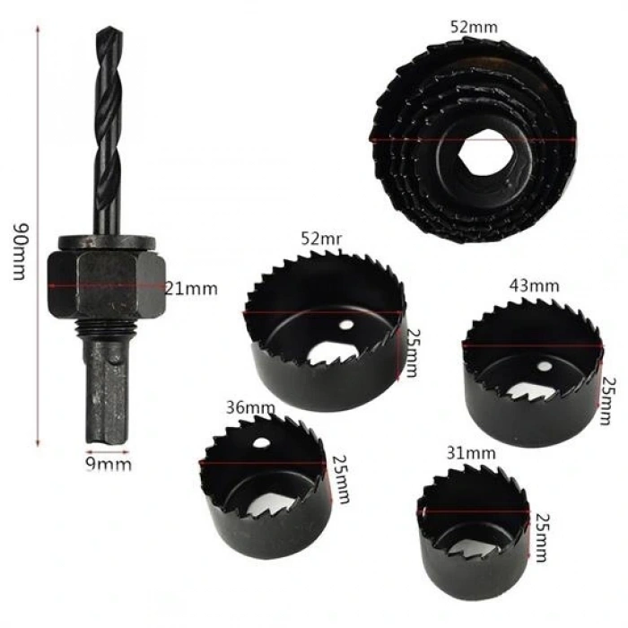6 Parça Demir Ahşap Alçıpan Delme Buat Açma Seti (5047)