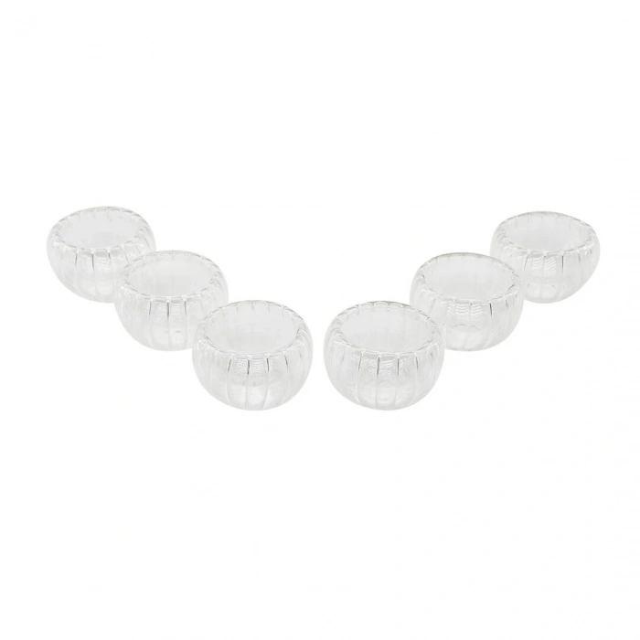 6 PCS   ÇİZGİLİ CAM  ÇİFT CİDARLI LOKUMLUK - SOSLUK  50 ML (5047)