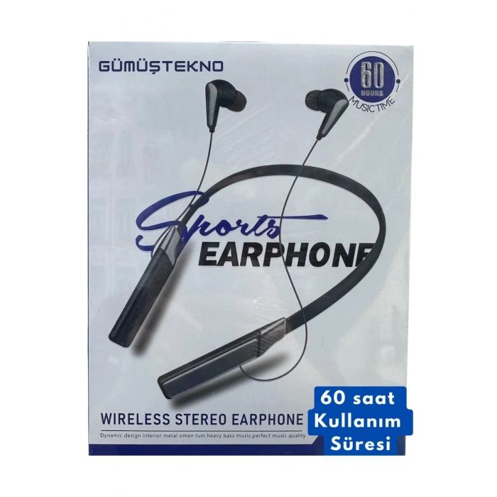 60 Saat Şarjlı Boyuna Takılan Kablosuz Bluetooth Kulaklık Sporcu Ios Android Uyumlu Bulututlu