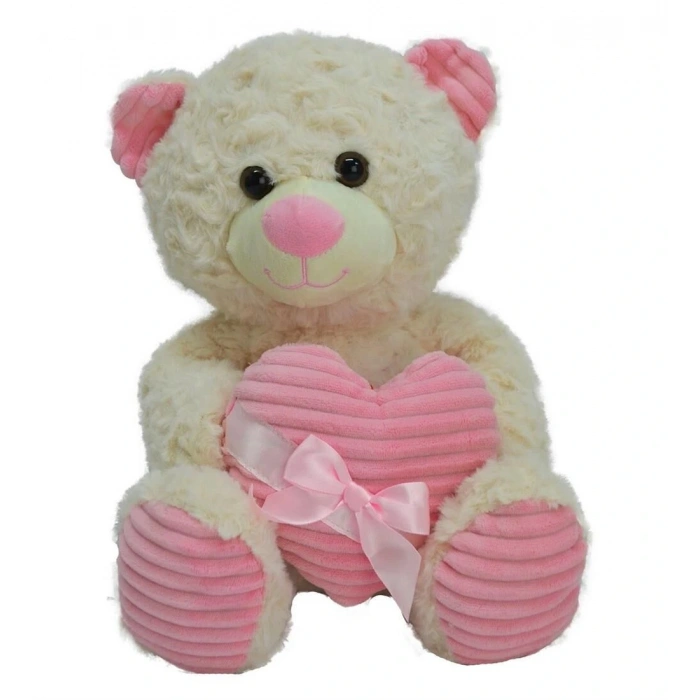 62915 35 CM KALBİ KURDELELİ PELUŞ AYI -HLY