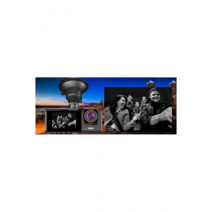 64GB Araç İçi Kamera 3 Kameralı (Yol + Araç İçi+ Arka) FHD Video Kayıt Mikrofonlu Türkçe CC-33