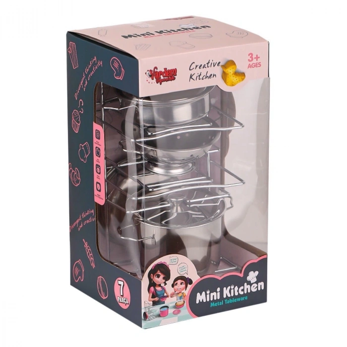 683E Çelik Tencere Tava Raflı 8 Parça