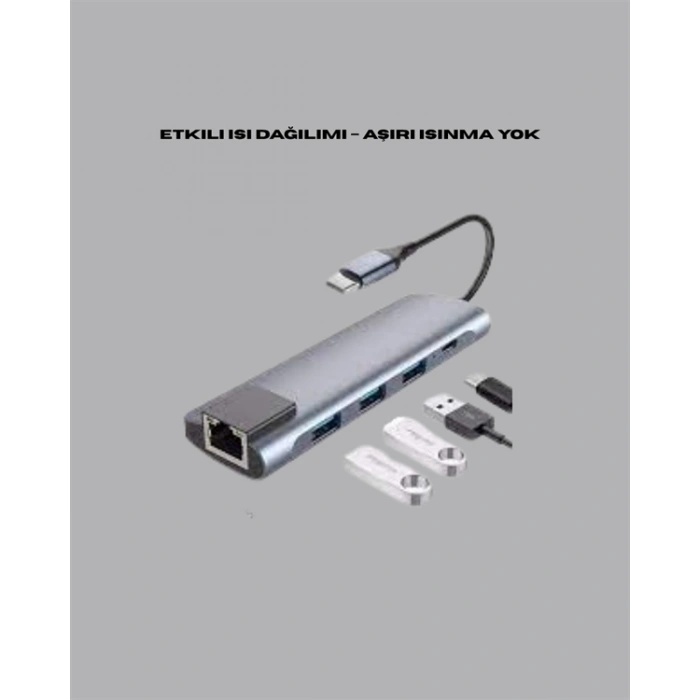 USB‑C Çoklu Bağlantı Merkezi – 5 Gbps, 100‑240 V, Sağlam Eloksal Tasarım