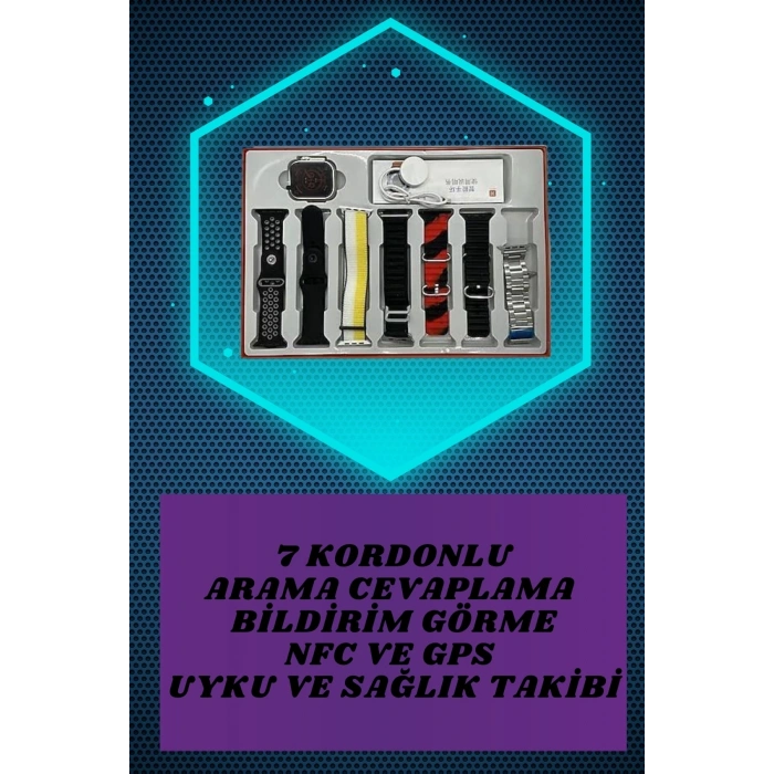 7 Kordonlu Akıllı Saat Ve Oyuncu Kulaklığı Bluetooth Bağlantılı Android ve İOS Uyumlu