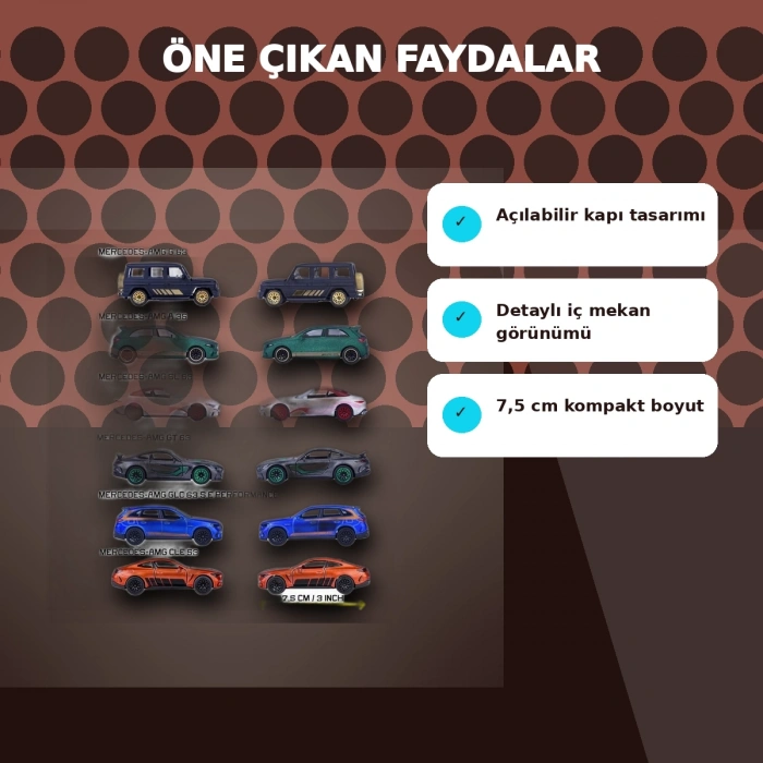 7,5 cm Mercedes-AMG Lüks Mini Oyuncak Araba – 1 Adet Seçimli Model, Resmi Lisanslı