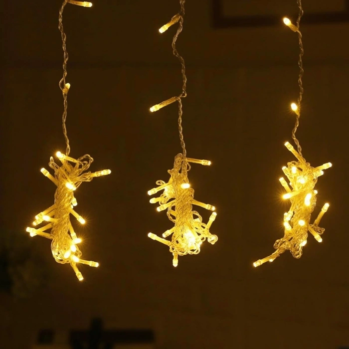 8 Fonksiyonlu 200 Led 10 Saçak Şerit Led 2x2 Perde İp Led (Gün Işığı) (5047)