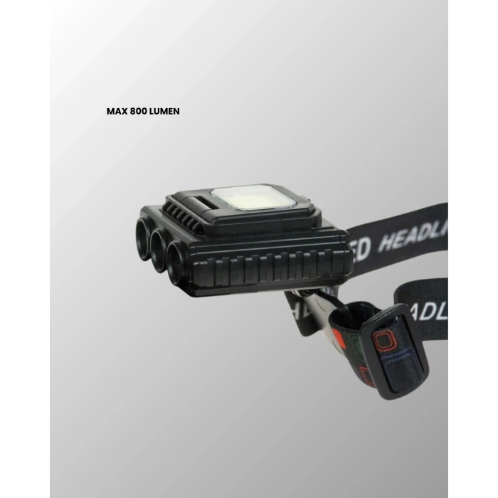 800 Lumen Çok Fonksiyonlu LED Kafa Lambası Type C Şarjlı