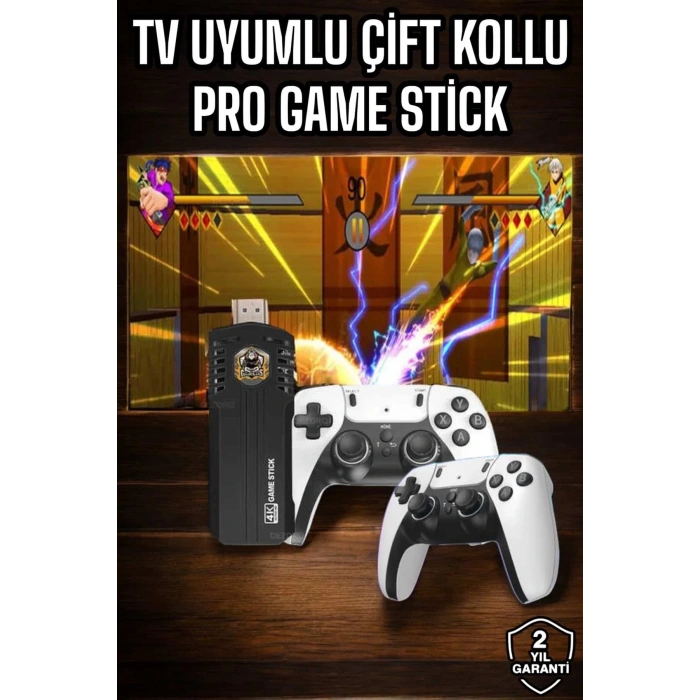 8K Android TV Gme Stick Video Oyun Konsolu Aile Retro 35000 Oyunlu Çift Kollu