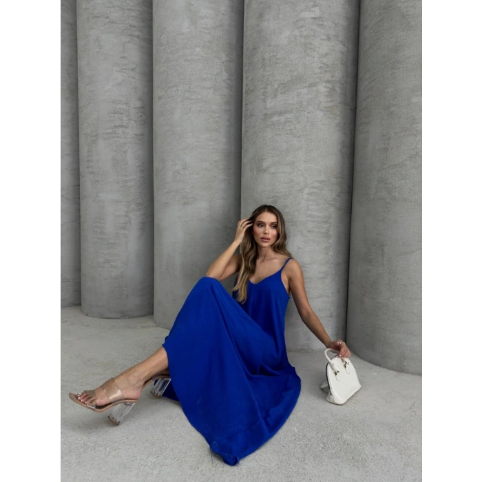 Aerobin uzun elbise saks mavisi pt