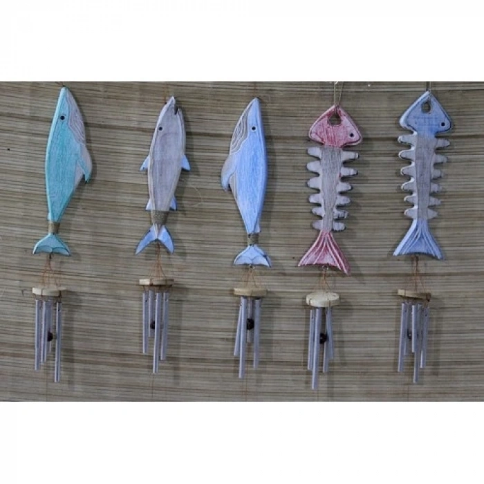 Ahşap Balıklı Metal Çan