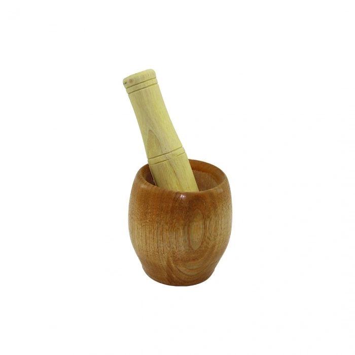 AHŞAP BAMBU HAVAN SARIMSAK DÖVECEK Ç: 7CM--D: 5.8CM--Y: 8.5CM  FİLELİ AMBALAJ (5047)