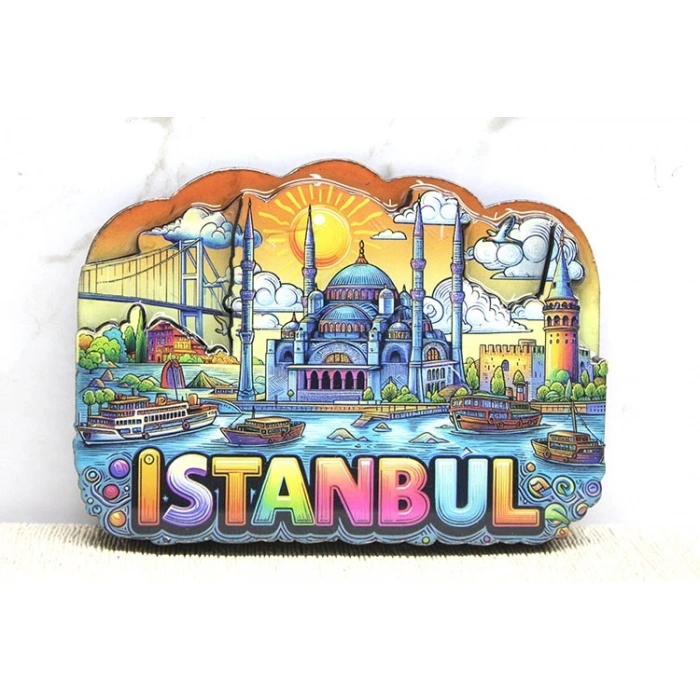 Ahşap İstanbul Temalı Magnet - Model 8