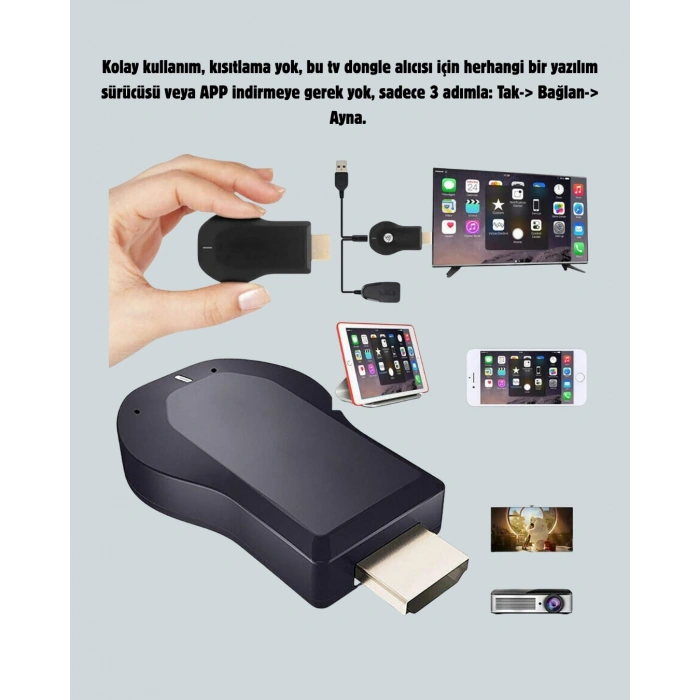 AirPlay ve DLNA Destekli Kablosuz HDMI Ekran Paylaşım Cihazı