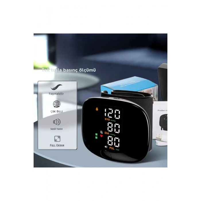 Akıllı Bilek Tipi Tansiyon Ölçer – Dokunmatik LCD, Dijital, Sesli ve Kolay Ölçüm