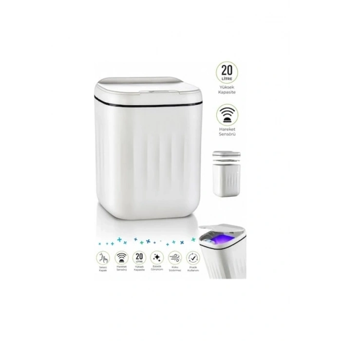 Akıllı Çöp Kovası Büyük Boy 20 Litre UV Işık Sensörlü Sessiz