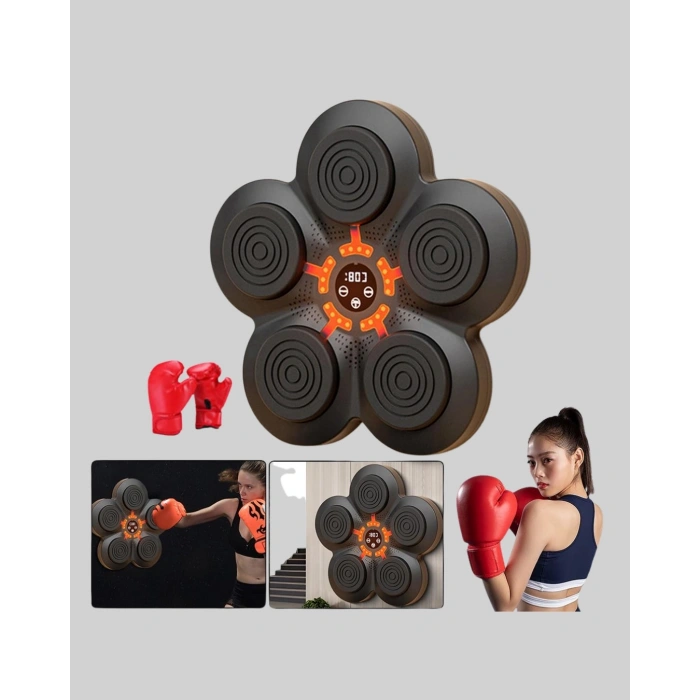 Akıllı Müzikli Boks Makinesi Bluetooth Bağlantılı Işıklı Hedefli Fitness Aleti