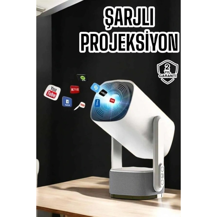Akıllı Projeksiyon Powerbankli Taşınabilir Sinema Projektörü 4k HD Kaliteli