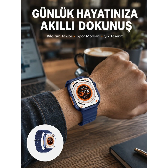 Akıllı Saat 360 mAh Çoklu Spor Modlu Lacivert Siyah Kordon Yeni Nesil