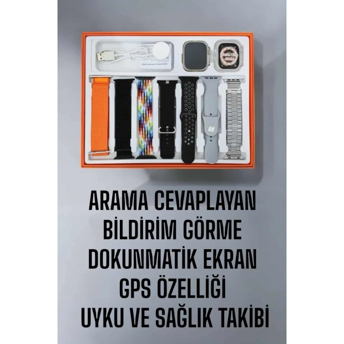 Akıllı Saat 7 Kordonlu Metal,Plastik Ve Hasır Kordon Seçeneği