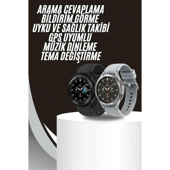 Akıllı Saat Bluetooth Bağlantılı Yuvarlak Ekran Plastik Kordonlu