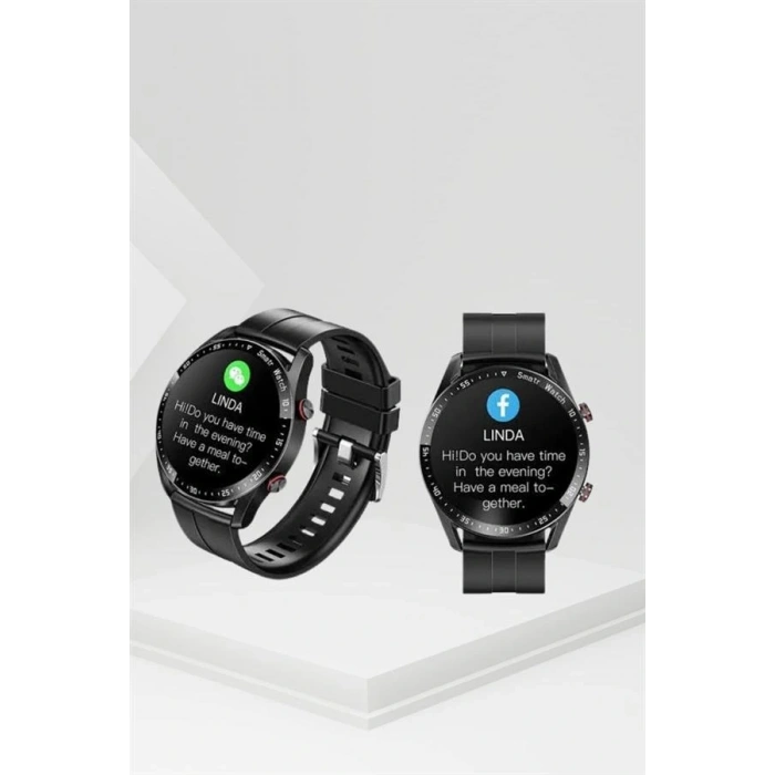 Akıllı Saat Titanyum Kasa Yuvarlak Ekran Alarm Uyku ve Sağlık Takibi Titreşimli