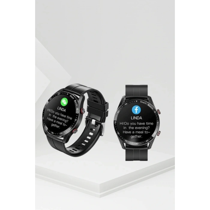 Akıllı Saat Titanyum Kasa Yuvarlak Ekran Alarm Uyku ve Sağlık Takibi Titreşimli