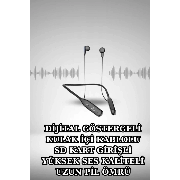 Alarm ve Titreşim Özellikli Akıllı Saat ve Mikrofonlu Kablolu Bluetooth Kulaklık 60 Saat