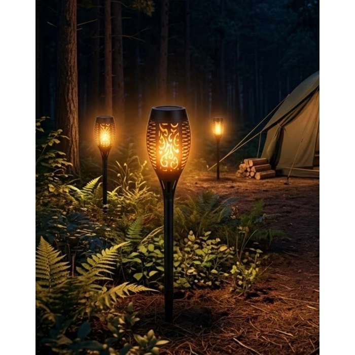 Alev Efektli Solar Bahçe Lambası Su Geçirmez Sensörlü LED Dış Mekan Aydınlatma