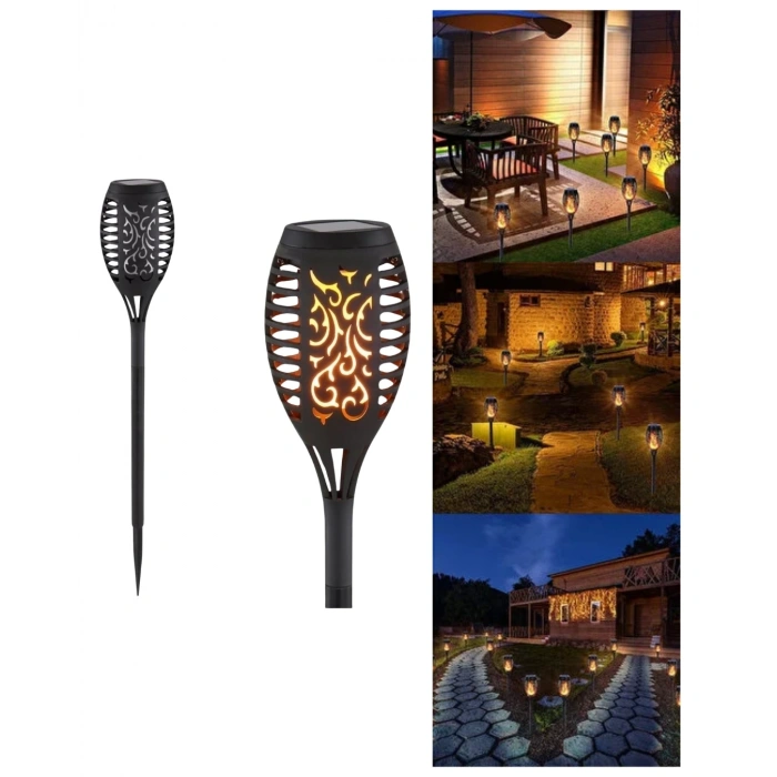 Alev Efektli Solar Bahçe Lambası Su Geçirmez Sensörlü LED Dış Mekan Aydınlatma