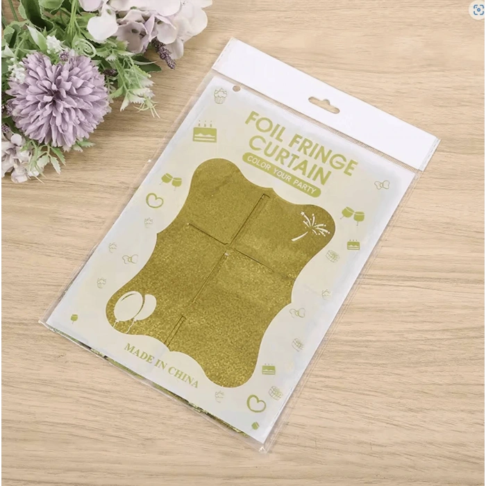 Altın Gold Renk Dikdörtgen Kesim Parlak Sim Görünümlü Fon Perde Dekor 1x2 Metre (5047)